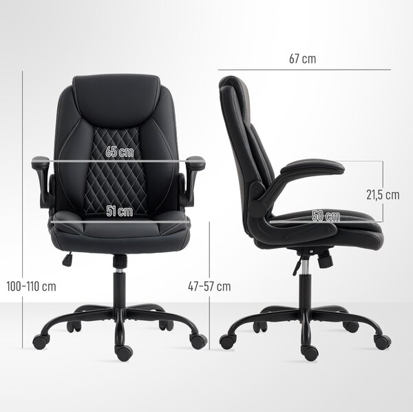 HOMCOM Sedia ufficio ergonomica con braccioli sollevabili e altezza regolabile, Nero | Aosom Italy