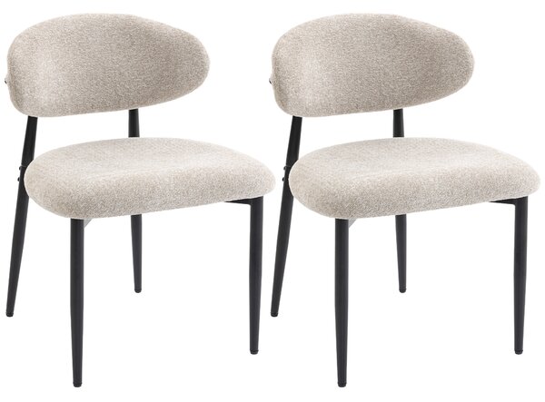 HOMCOM Set sedie da pranzo imbottite con gambe in acciaio, Beige | Aosom Italy