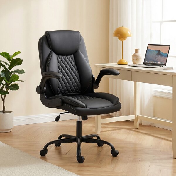 HOMCOM Sedia ufficio ergonomica con braccioli sollevabili e altezza regolabile, Nero | Aosom Italy