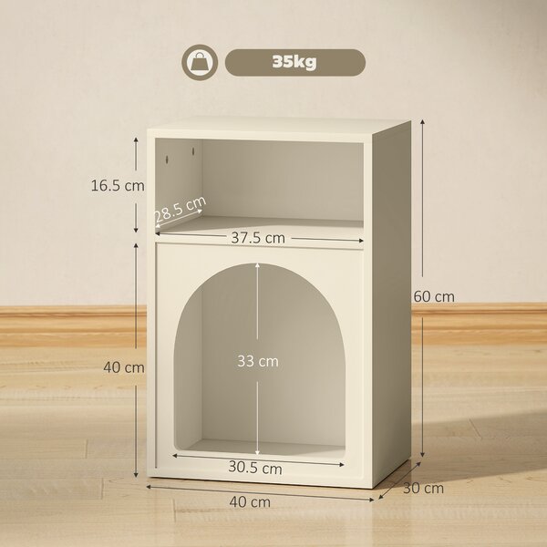 HOMCOM Set 2 comodini con scomparti aperti e design ad arco, 40x30x60 cm, Crema | Aosom Italy