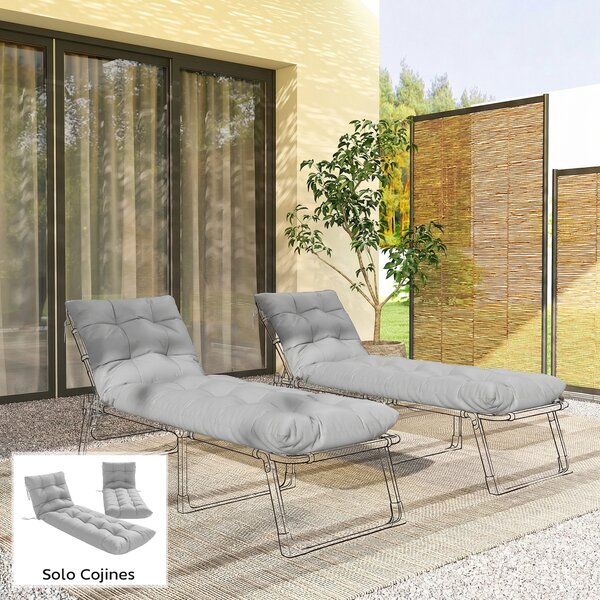 Outsunny Set 2 cuscini sdraio 180x55 cm con 4 cinghie, Grigio chiaro | Aosom Italy
