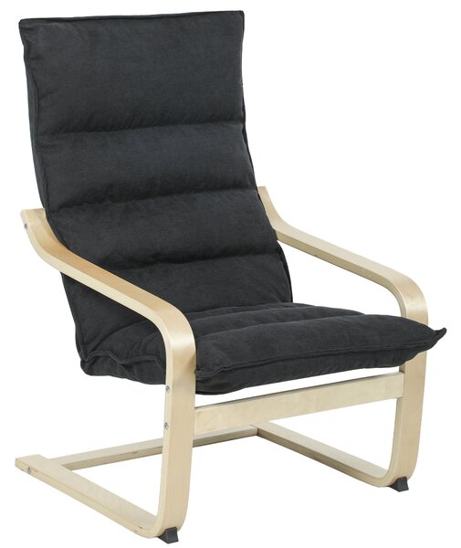 HOMCOM Poltrona salotto in velluto con schienale alto e gambe in legno, 67x83x105 cm, Nero | Aosom Italy