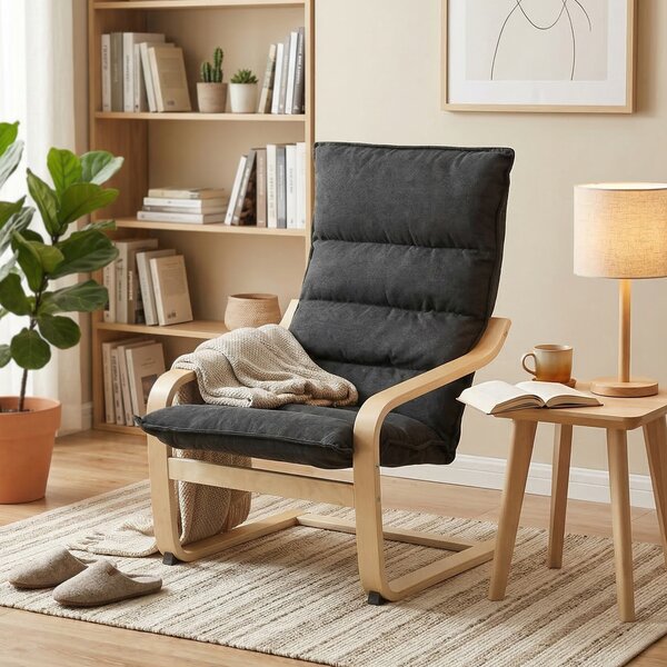 HOMCOM Poltrona salotto in velluto con schienale alto e gambe in legno, 67x83x105 cm, Nero | Aosom Italy