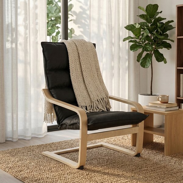 HOMCOM Poltrona salotto in velluto con schienale alto e gambe in legno, 67x83x105 cm, Nero | Aosom Italy