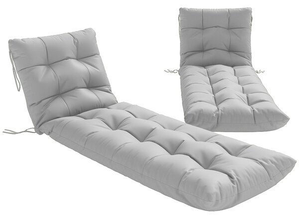 Outsunny Set 2 cuscini sdraio 180x55 cm con 4 cinghie, Grigio chiaro | Aosom Italy