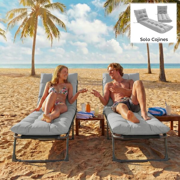 Outsunny Set 2 cuscini sdraio 180x55 cm con 4 cinghie, Grigio chiaro | Aosom Italy