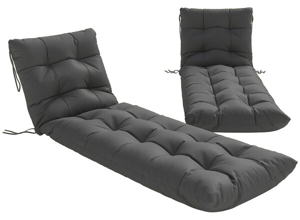 Outsunny Set 2 cuscini sdraio 180x55 cm con 4 cinghie, Grigio scuro | Aosom Italy