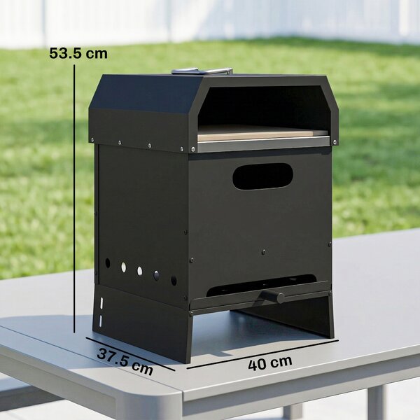 Outsunny Forno a legna per pizza 3-in-1 da esterno, 2 livelli con pietra per pizza, maniglie, pala | Aosom Italy