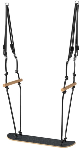 AIYAPLAY Altalena skateboard regolabile con corda e pedana antiscivolo, Nero | Aosom Italy