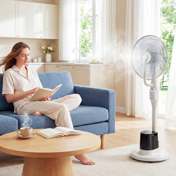 HOMCOM Ventilatore nebulizzatore 90W con oscillazione e timer, 128 cm, Bianco | Aosom Italy