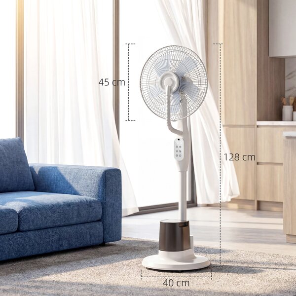 HOMCOM Ventilatore nebulizzatore 90W con oscillazione e timer, 128 cm, Bianco | Aosom Italy