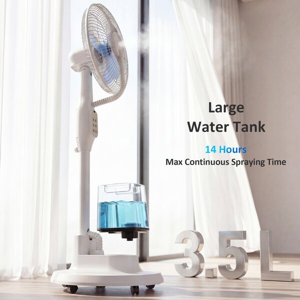 HOMCOM Ventilatore nebulizzatore 90W con oscillazione e timer, 128 cm, Bianco | Aosom Italy