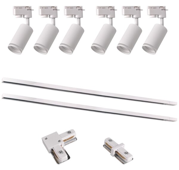 Faretto per sistema a binario PARIGI 6xGU10/10W/230V +2x1 m rotaia sistema