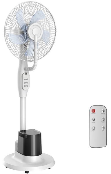HOMCOM Ventilatore nebulizzatore 90W con oscillazione e timer, 128 cm, Bianco | Aosom Italy