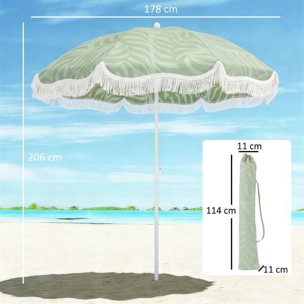 Outsunny Ombrellone spiaggia Ø180 cm con inclinazione e borsa, Verde | Aosom Italy