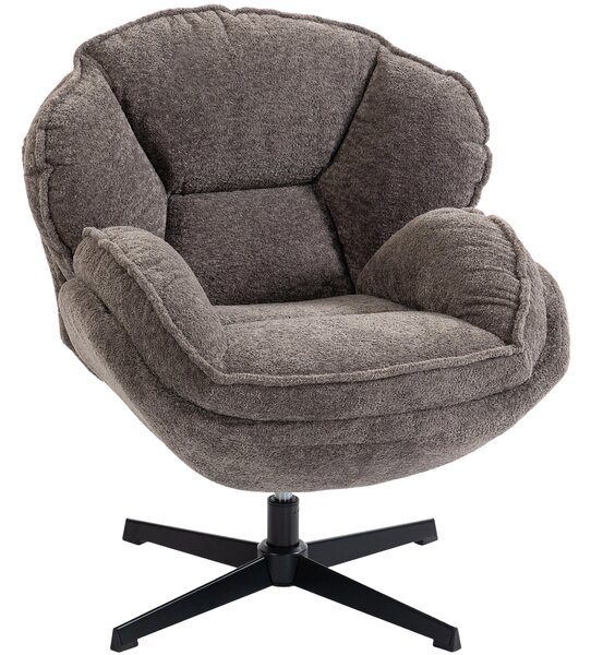 HOMCOM Poltrona wingback in velluto girevole 360° con base a stella, Grigio | Aosom Italy