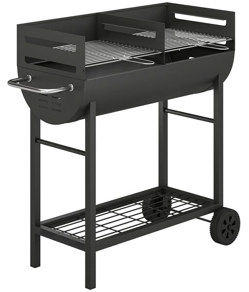 Outsunny Barbecue carbone con griglia regolabile e ripiano, 103x46,5x100 cm | Aosom Italy