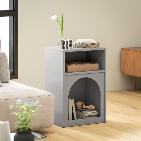 HOMCOM Set 2 comodini con scomparti aperti e design ad arco, 40x30x60 cm, Grigio | Aosom Italy