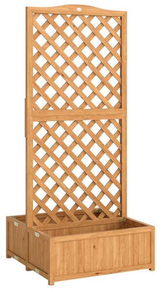 Outsunny Fioriera con grigliato e doppia cassetta pieghevole, 73x70x170 cm, Legno naturale | Aosom Italy