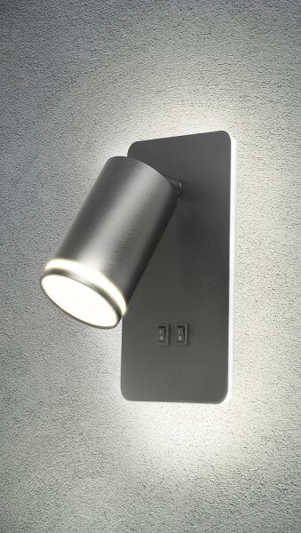 Luce Spot da parete a LED PARIGI 1xGU10/10W/230V + LED/6W/230V nero