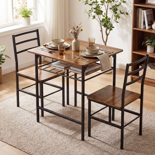 HOMCOM Set tavolo pranzo con 2 sedie e struttura in metallo, Marrone | Aosom Italy