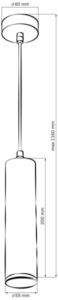 Lampadario da bagno a filo TURYN 1xGU10/10W/230V IP44 nero