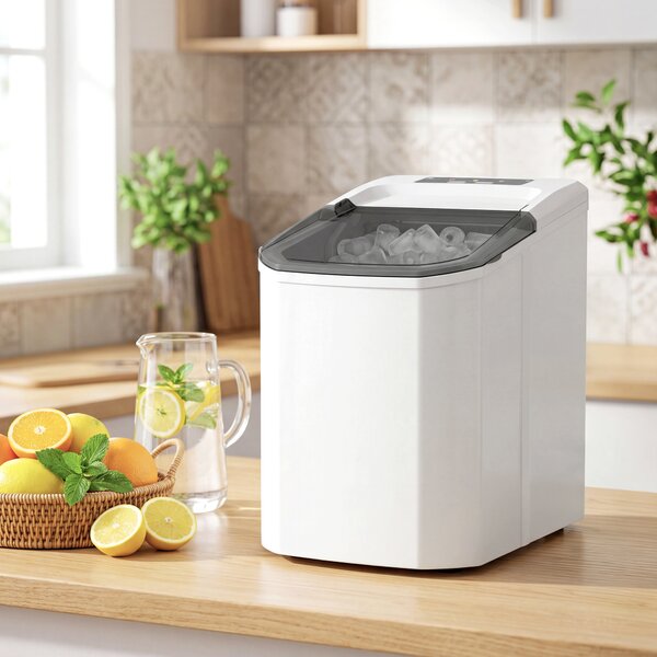 HOMCOM Macchina ghiaccio 12 kg/24h con 2 dimensioni e serbatoio 1,5L, Bianco | Aosom Italy