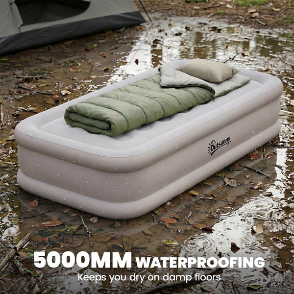 Outsunny Materasso gonfiabile con pompa integrata 190x97x39 cm, Kaki | Aosom Italy