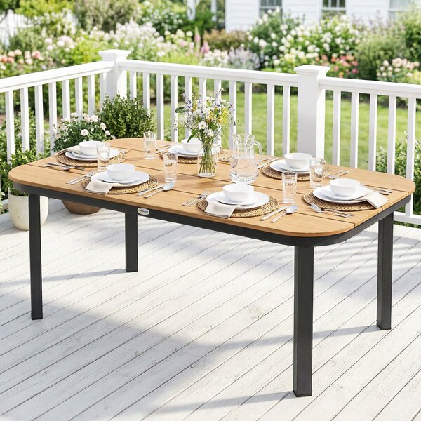 Outsunny Tavolo giardino 6 persone con piano a doghe WPC, 155x88x72 cm, Marrone | Aosom Italy