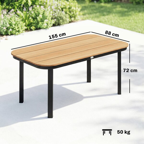Outsunny Tavolo giardino 6 persone con piano a doghe WPC, 155x88x72 cm, Marrone | Aosom Italy