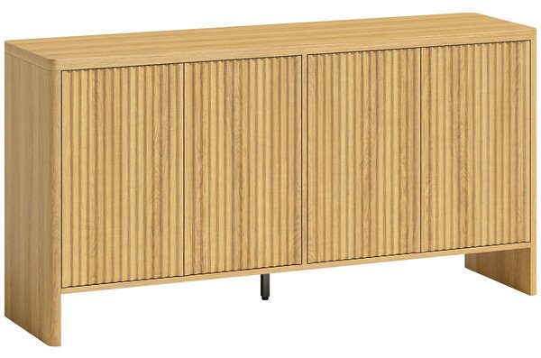 HOMCOM Buffet soggiorno con 4 ante scanalate e ripiano regolabile, 147x40x77 cm, Rovere | Aosom Italy