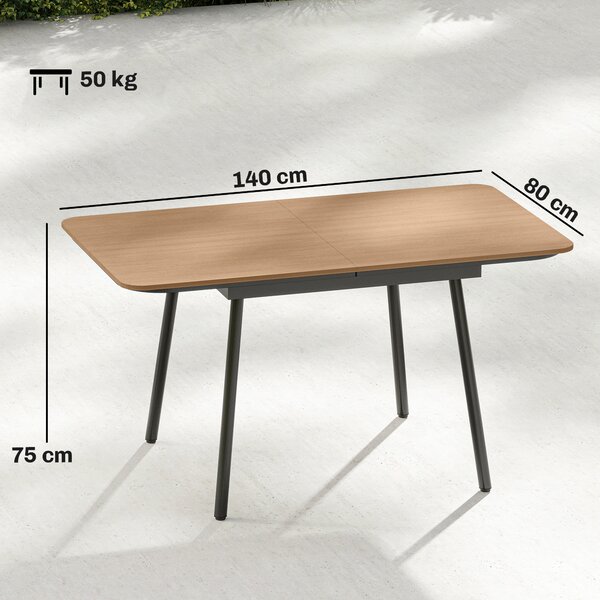 Outsunny Tavolo giardino 6 persone con piano WPC e piedini regolabili, 140x80 cm, Teak | Aosom Italy