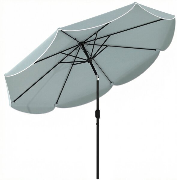 Outsunny Ombrellone giardino Ø265 cm inclinabile con volant, Blu | Aosom Italy