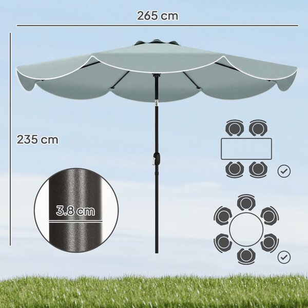 Outsunny Ombrellone giardino Ø265 cm inclinabile con volant, Blu | Aosom Italy