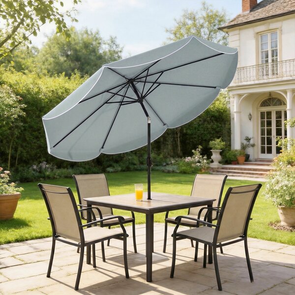 Outsunny Ombrellone giardino Ø265 cm inclinabile con volant, Blu | Aosom Italy