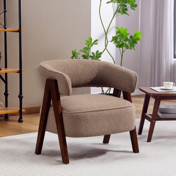 HOMCOM Poltrona salotto in bouclé con seduta ampia, 70x64x71 cm, Marrone | Aosom Italy