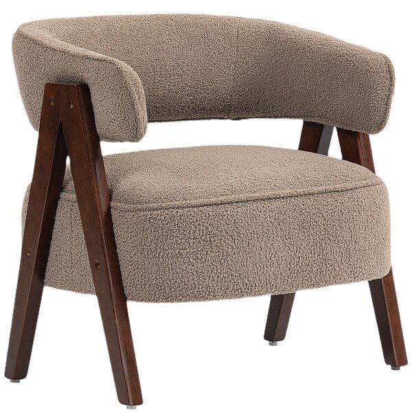 HOMCOM Poltrona salotto in bouclé con seduta ampia, 70x64x71 cm, Marrone | Aosom Italy