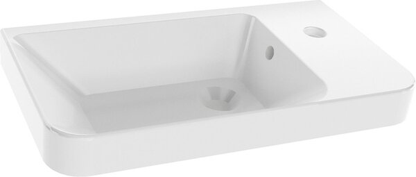 FACKELMANN Lavabo in Vetroceramica MILANO per bagno degli ospiti / Dimensioni (L x A x P): ca. 55,5 x 16 x 30 cm / Vasca in Vetroceramica / Lavabo per bagno e WC / Troppopieno integrato / Bordi smussati / Colore: bianco