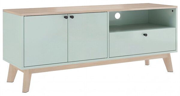 HOMCOM Mobile TV 120 cm con 2 ante, cassetto e vano aperto, Verde chiaro | Aosom Italy