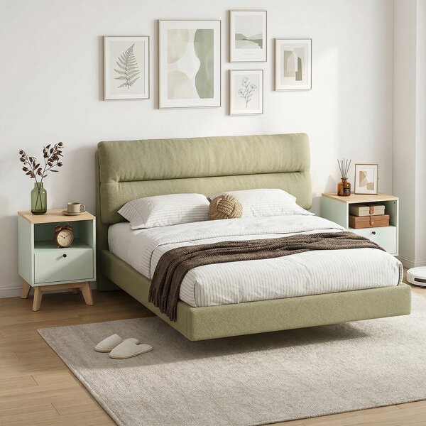 HOMCOM Set 2 comodini con cassetto e vano aperto, 40x40x55 cm, Rovere e Verde | Aosom Italy