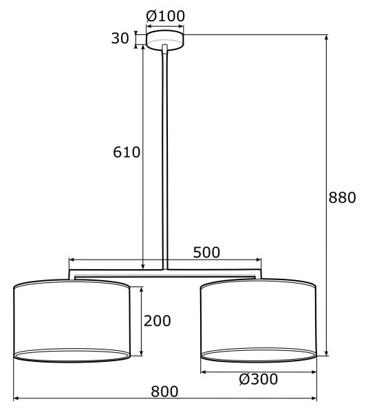 Argon 0900 - Lampadario su palo KARIN 2xE27/15W/230V bianco