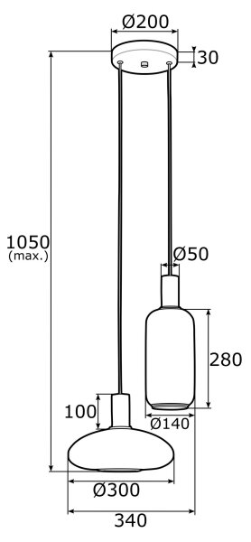 Argon 0896 - Lampadario a sospensione con filo SAGUNTO 2xE27/15W/230V ottone