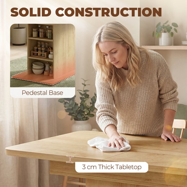 HOMCOM Tavolo pranzo allungabile 110-130 cm per 4-6 persone, Legno naturale | Aosom Italy