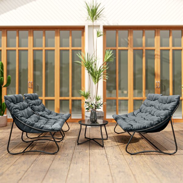 Outsunny Salotto giardino 4 pezzi in acciaio con cuscini, Grigio | Aosom Italy