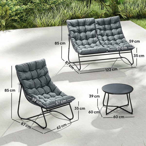 Outsunny Salotto giardino 4 pezzi in acciaio con cuscini, Grigio | Aosom Italy