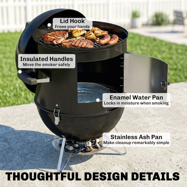 Outsunny Affumicatore 3 in 1 con griglie e termometro, 62,5x47,5x91 cm, Nero | Aosom Italy