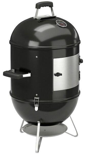 Outsunny Affumicatore 3 in 1 con griglie e termometro, 62,5x47,5x91 cm, Nero | Aosom Italy