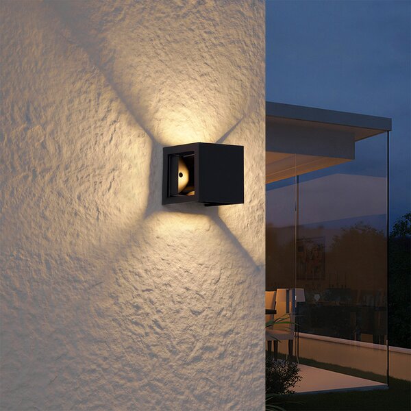 Lampada da Parete Moderna Nera Incl. LED IP44 - Edwin Quadro