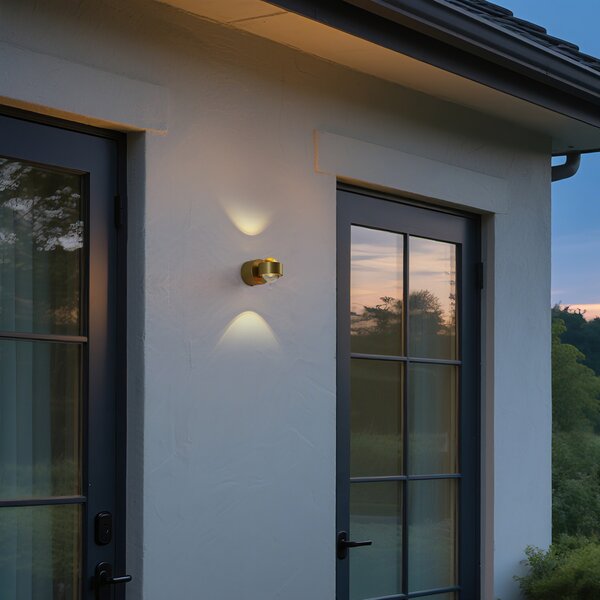Lampada da parete di design ottone con LED IP44 - Lens