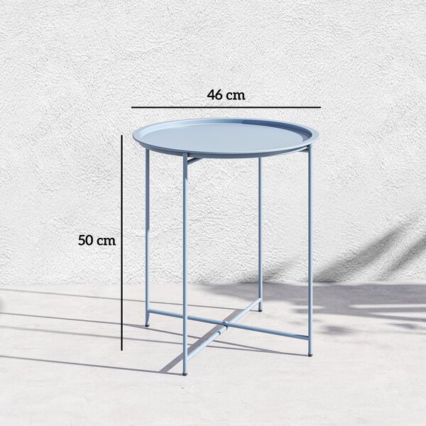 Outsunny Tavolino rotondo pieghevole con piano rimovibile, Ø46x50 cm, Blu | Aosom Italy
